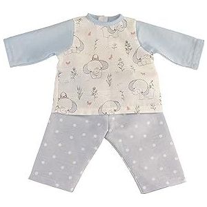 Schildkröt poppenkleding (pyjama met olifantenmotief blauw, voor pop maat 45, voor speelgoedpop, vanaf 36 maanden) 0045035