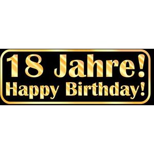 Schatzmix spreuk verjaardag 18 jaar Happy Birthday metalen bord 27x10 cm wanddecoratie tin sign blikken bord, blik, meerkleurig