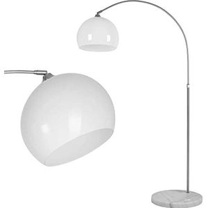 BAKAJI Staande lamp met boog, design retro woonkamer studio met verstelbare lampenkap en zware marmeren sokkel, in hoogte verstelbaar 170-210 cm (lampenkap 30 cm)