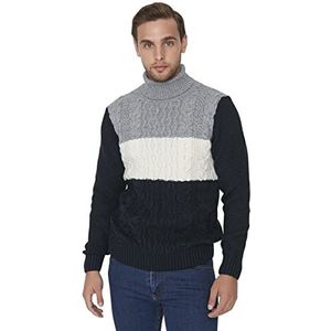Trendyol Coltrui voor heren Colorblock Slim Sweater Sweater, Marineblauw, L, marineblauw, L