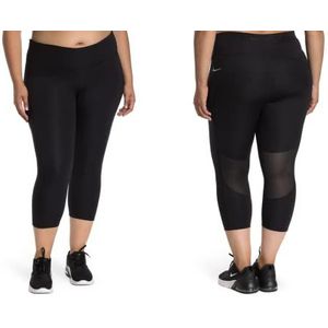 Nike W Nk DF Fast Crop Plus Sportbroek voor dames, Zwart/Reflective Silv, 3XL