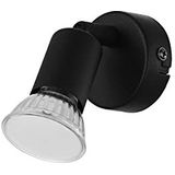 EGLO Led wandlamp Buzz-LED, 1 spot plafondlamp voor woonkamer en hal, lamp wand binnen van zwart metaal, wandspot met GU10 fitting
