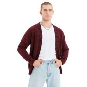 Trendyol Heren Man Young Regular Standaard V-hals Geweven Vest Trui, Bourgondië, L, Bourgondy, L