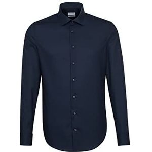 Seidensticker Business overhemd - slim fit - strijkvrij - Kent kraag - lange mouwen - 100% katoen, blauw (donkerblauw 19), 39