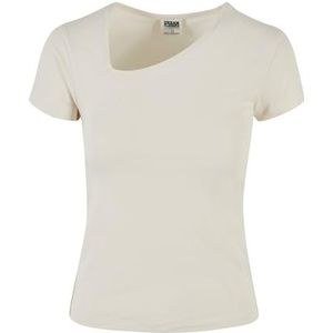 Urban Classics Dames T-Shirt Ladies Organic Asymmetric Neckline Tee whitesand L, witzand., L
