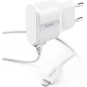 Hama Lightning-oplader 1 A/5 W/5 V (netlader Lightning, stroomvoorziening voor apparaten Apple iPhone iPod, oplader Apple MFI gecertificeerd, kabel 1 m) wit