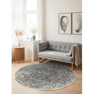 Hanse Home Cavallo Laagpolig tapijt, rond, modern woonkamertapijt, zacht, laagpolig en abstract design voor woonkamer, slaapkamer, eetkamer, hal, crèmegrijs, Ø120 cm