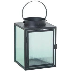 Lantaarn van metaal, voor vloer of tafel, zwart, 14 x 14 x 20 cm
