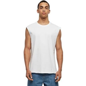 Urban Classics Heren T-shirt Open Edge Mouwloos T-shirt voor mannen, ronde hals, katoen, verkrijgbaar in vele kleuren, maten XS-5XL, wit, 3XL