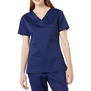 Amazon Essentials Dames Classic Fit V-hals korte mouw scrub top (verkrijgbaar in grote maten), donkerblauw, XS