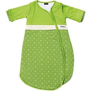 Gesslein Bubou 773148 babyslaapzak met afneembare mouwen: temperatuurregulerende slaapzak voor het hele jaar, baby/kinderen maat 110 cm, sterren groen