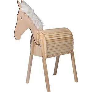 dobar® 94325FSCe Groot houten paard Amadeus | Voltigierpaard massief hout | Tuinpaard voor kinderen | Outdoor Paard | Speelpaard | 108 x 48 x 137 cm | Natuur