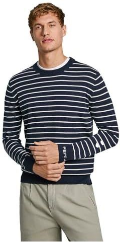 Pepe Jeans Trui 'NEW ANDRE'  donkerblauw / wit