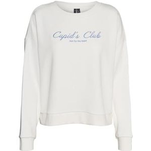 VERO MODA VMCYAN Trina LS Sweat Box JRS, Sneeuwwit/print: cupids club, S