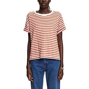 ESPRIT Gestreept T-shirt, 100% katoen, terracotta, XS