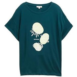 TOM TAILOR T-shirt voor dames met print, 27528 - Dark Teal Green, XL