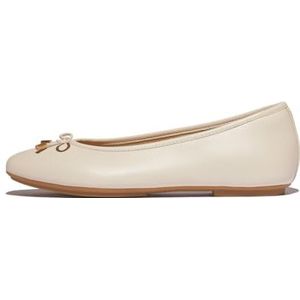 Fitflop DELICATO Bow zacht lederen ballerina's voor dames, beige, maat 42 EU, Beige, 9 UK Narrow