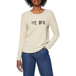 Herrlicher Dames Netti Jersey geborsteld T-shirt, beige melange 363, S