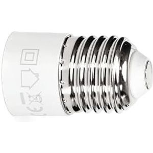 Sokkeladapter E27 naar E14, wit, ideaal voor het omzetten en gebruiken van gloeilampen van verschillende afmetingen in lampen en armaturen.