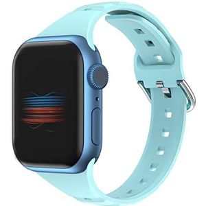 Compatibel met Apple Watch armband 42 mm 44 mm 45 mm, sportieve siliconen reservearmband compatibel met Apple iWatch Series 7/SE/6/5/4/3/2/1, voor dames en heren (lichtblauw)