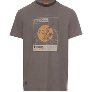 camel active Heren T-shirt met print van duurzaam biologisch katoen, grijs, XL