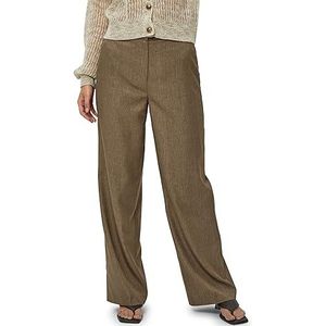 Minus Dames Bina hoge taille wijde pijpen broek, Ermine Brown, 16, Ermine Brown, 42