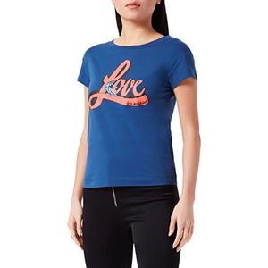 Love Moschino Dames Boxy Fit Short-Sleeved with Love Sky Water Print T-Shirt, Blauw, 38