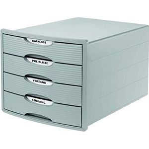 HAN Ladebox MONITOR, DIN A4/C4 met 4 gesloten laden, opbergdoos, kantoorbox, opbergbox exclusief bij Amazon verkrijgbaar, 1001-11, lichtgrijs