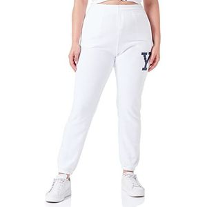 Champion Legacy College Powerblend High Waist Relaxed Elastic Cuff trainingsbroek, wit, S voor dames