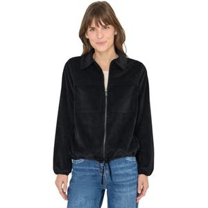 Cecil 2117478 Geribbelde jas met trekkoord, zwart, S dames