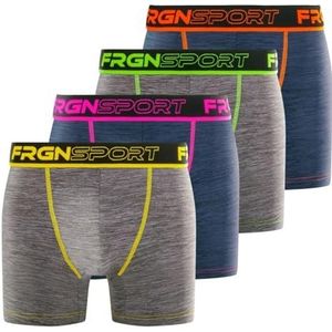 FREEGUN Herenboxershorts, sport, boxershorts voor heren, stretch en ultrazacht (4 stuks), Zwart/Grijs/Geel/Oranje/Groen/Roze, L