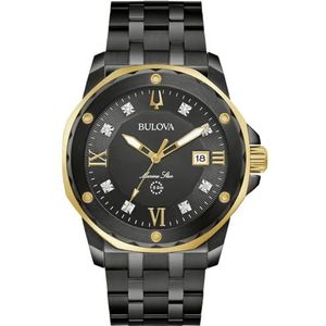 Bulova Heren Analoog Quartz Horloge met Roestvrij Stalen Band 98D176, Zwart, Quartz Beweging