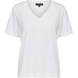 SELECTED FEMME T-shirt met V-hals voor dames, wit (bright white), L