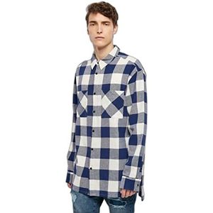 Urban Classics Lang oversized geruit overhemd voor heren, Donkerblauw/Crème, M