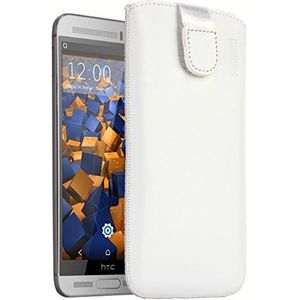 mumbi Echt leren hoesje compatibel met HTC One M9 Plus hoes lederen tas case wallet, wit