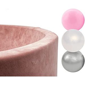 MISIOO Velvet Soft Light Ballenbad Ballenbak voor Kinderen Droog Zwembad (roze: zilver-parelachtig-roze)