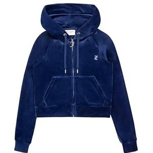 Klassieke velours hoodie met Juicy logo, blauw, M