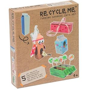 Re Cycle Me DEFG1040 Recycling knutselplezier voor 5 modellen tuin, knutselset voor 5 kunstprojecten, creatieve set voor kinderen vanaf 4 jaar, set voor knutselen met huishoudelijke materialen,