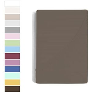 Serena hoeslaken met elastische hoeken, 50% katoen, 50% polyester, bruin, 120 x 197 + 30 cm