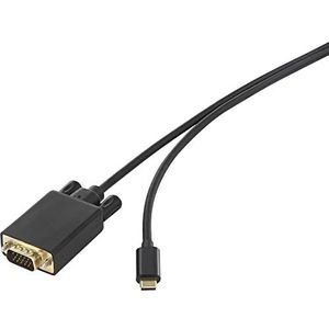 Renkforce USB-C/VGA Adapterkabel USB-C stekker, VGA-stekker 15-polig 0.50 m Zwart RF-3385696 USB-C-displaykabel