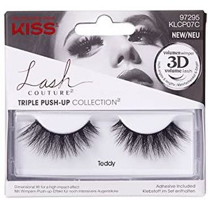 KISS Lash Couture Triple Push Up Collection 1 paar valse wimpers, teddy, 3D volume valse wimpers, dierproefvrij, herbruikbaar, inclusief wimperlijm