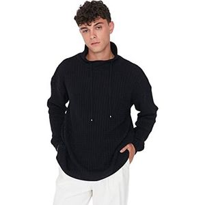 Trendyol Man Regular Basic Turndown kraag Knitwear Trui, Donkerblauw, S