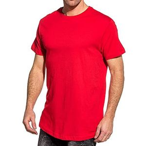 Urban Classics Heren gevormd lange korte mouwen lang T-shirt, ronde hals, 100% jersey katoen, beschikbaar, maten: XS-5XL - rood - L