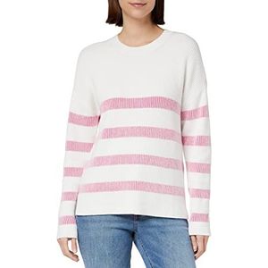 Vila Dames VIRIL Stripe L/S Knit TOP-NOOS Gebreid vest, White Alyssum/Stripes: Roze Yarrow, XXL, Witte Alyssum/Stripes: roze Yarrow, XXL