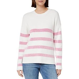 Vila Dames VIRIL Stripe L/S Knit TOP-NOOS Gebreide jas, White Alyssum/Stripes: Roze Yarrow, XS, Witte Alyssum/Stripes: roze Yarrow, XS