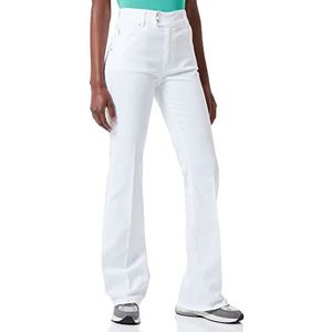 Moschino Dames Stretch Lyocell Gabardine met Matchng Logo Back Tag Pants, wit (optical white), 32 NL