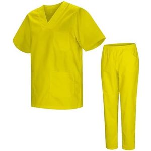 MISEMIYA - 2-817-8312, pak en broek voor sanitair, uniseks, medische uniformen, pak van 2 stuks, Geel, XXL