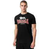 Lonsdale Cromane T-shirt voor heren, zwart/rood/grijs, L, 117443