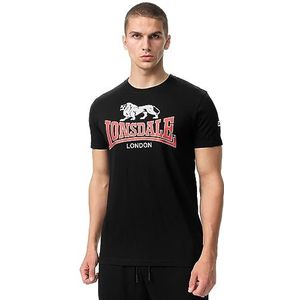 Lonsdale Cromane T-shirt voor heren, zwart/rood/grijs, L, 117443