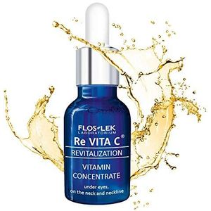 FLOSLEK Vitamine C serum voor gezicht, ogen, hals en decolleté, 15 ml, licht, bevochtigd, gladgemaakt, voor mensen vanaf 40 jaar met een rijpe huid, dermatologisch getest, gemaakt in de EU